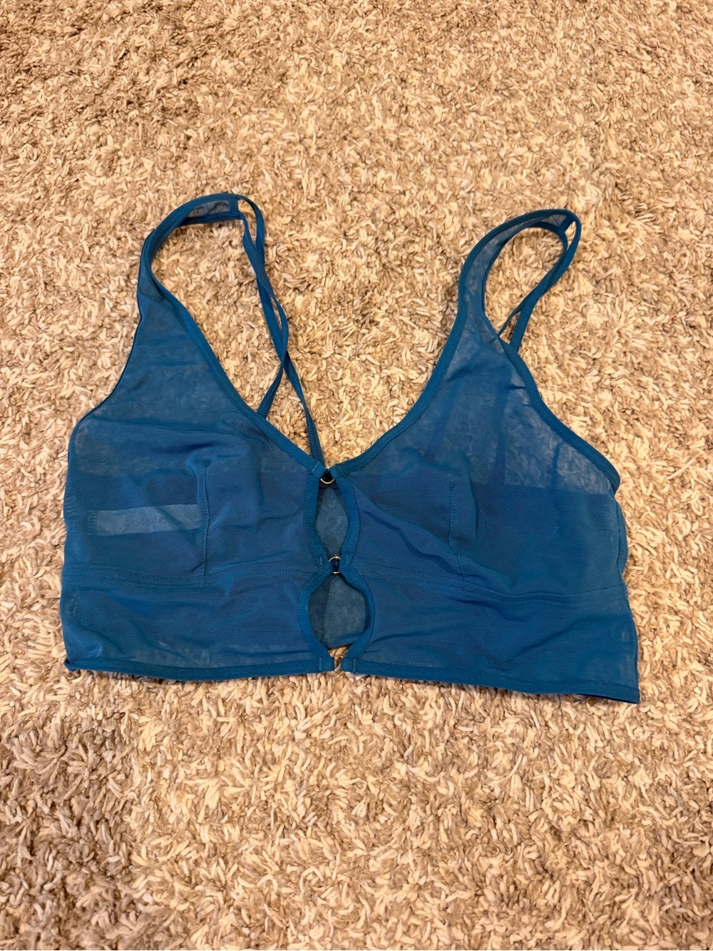 Target Teal Mesh Bralette with Double Ring Front